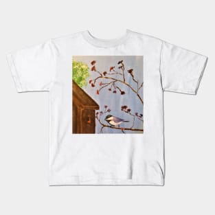 Chickadee on a tree Kids T-Shirt